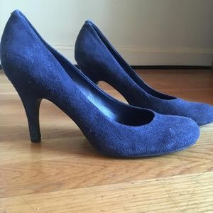 Blue suede heels